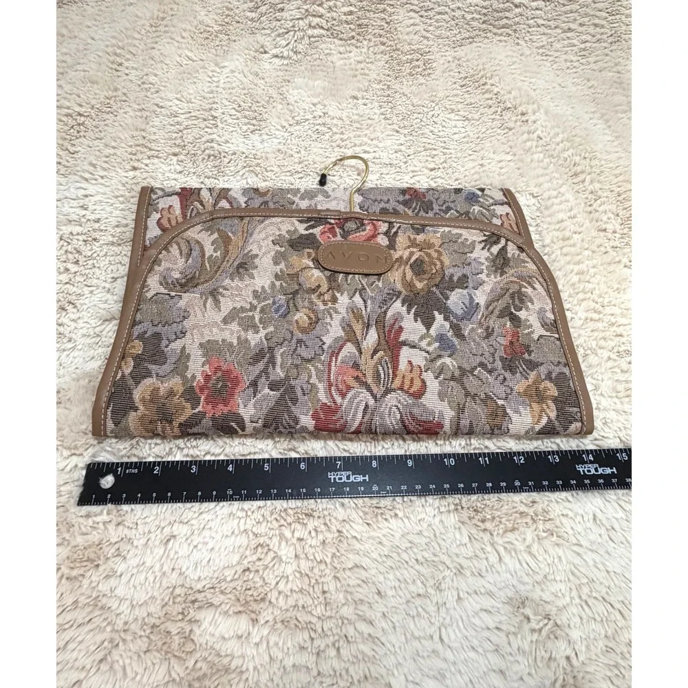 Vintage Grandma Cottage Avon Floral Tapestry Hanging Travel Cosmetic Organizer